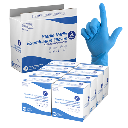 Nitrile Sterile Exam Gloves, Singles, Medium, Powder-Free, 8/100/cs