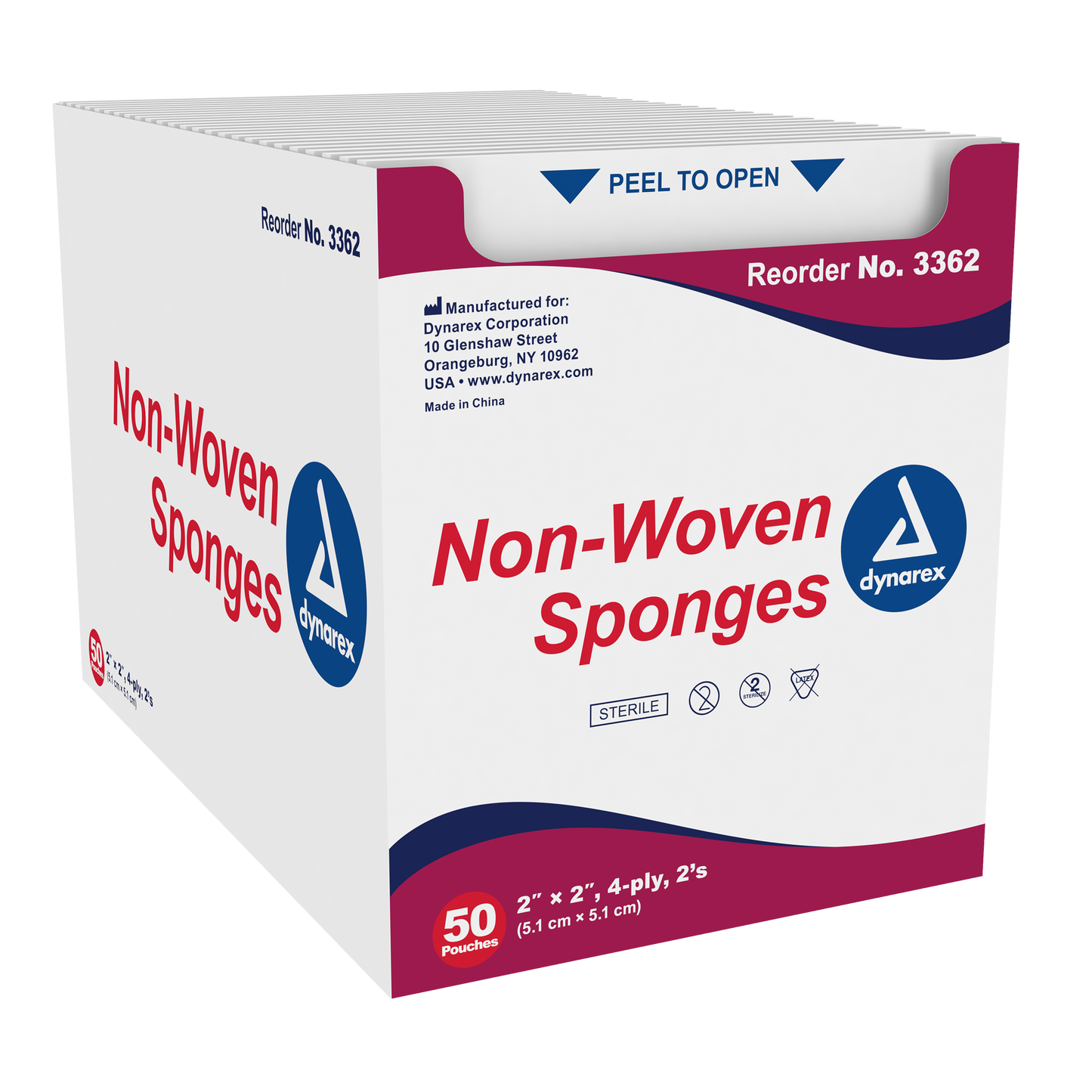 Non-Woven Sponge - Sterile 2's, 2" x 2" 4 Ply, 30/50/cs