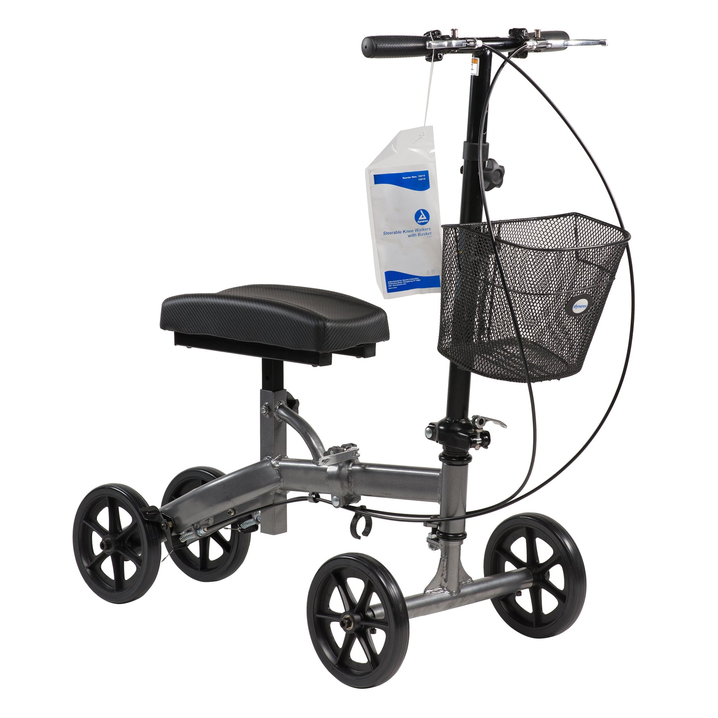 Steerable Knee Walker with Basket - Compact, Hammer Tone, 1pc/cs