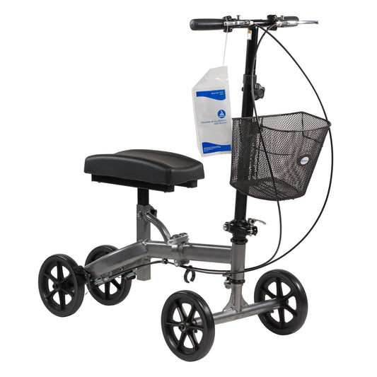 Steerable Knee Walker with Basket, Silver Vein, 1pc/cs