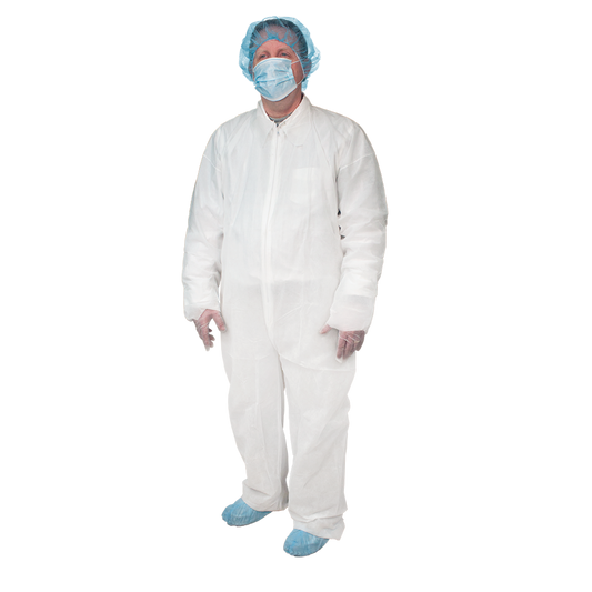 Disposable Coveralls, Universal Size, White, Case (2149)