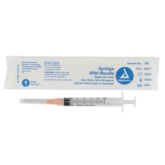 Syringe - Non-Safety with Needle - Luer Lock, 25G, 1" Needle, 3 cc, 8/100/cs