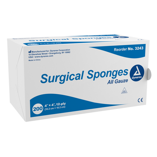 Surgical Gauze Sponge, 4" x 4" 12 Ply, 10/200/cs