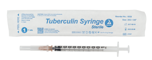 Tuberculin Non-Safety Syringe - Luer Slip, 26G, 3/8" Needle, 1 cc, 10/100/cs