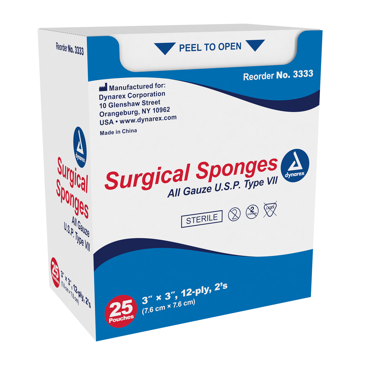 Surgical Gauze Sponge - Sterile 2's, 3" x 3" 12 Ply, 48/25/cs