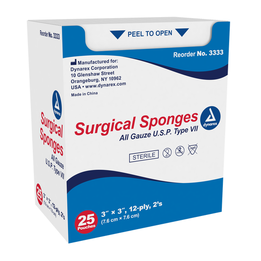 Surgical Gauze Sponge - Sterile 2's, 3" x 3" 12 Ply, 48/25/cs