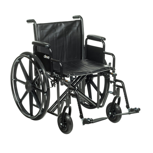 Sentra EC Heavy Duty Wheelchair, Detachable Desk Arms, Swing away Footrests, 20" Seat