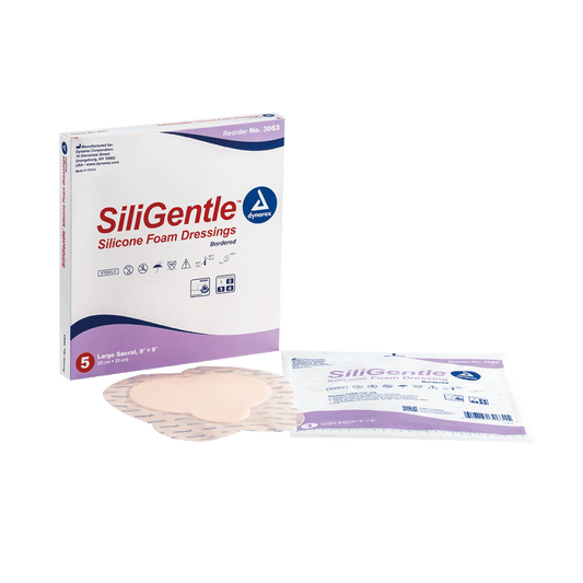 SiliGentle - Silicone Bordered Foam Dressing, Large Sacral, 9" x 9", 12/5/cs