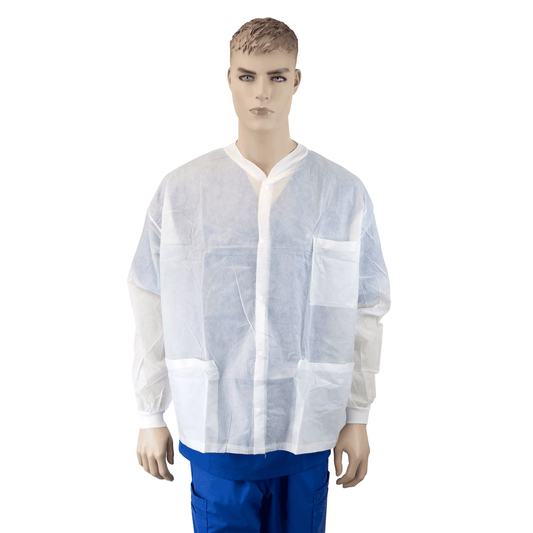 Labjacket w/ Pockets, Small, White, 3/10/cs