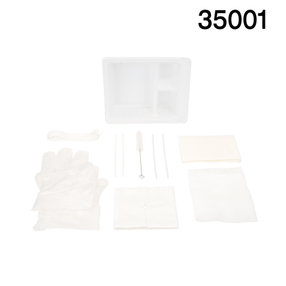 Tracheostomy Care Kit, Three Compartment Tray, with Vinyl Gloves 20/Case (35001)