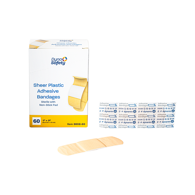 Sheer Plastic Adhesive Bandages - Sterile, 1" x 3", 12/60/cs