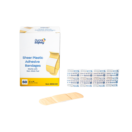 Sheer Plastic Adhesive Bandages - Sterile, 1" x 3", 12/60/cs