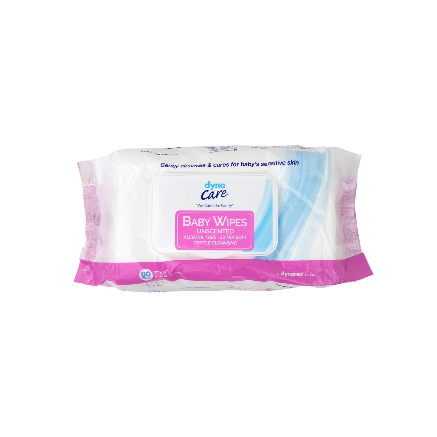 Baby Wipes unscented w/ Plastic Lid, 7" x 8", Case (1329)