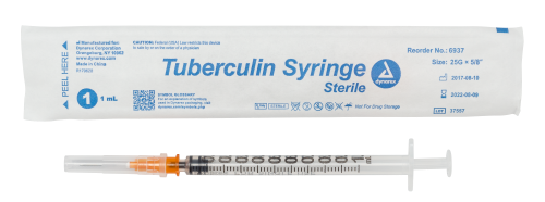 Tuberculin Non-Safety Syringe - Luer Slip, 25G, 5/8" Needle, 1 cc, 10/100/cs