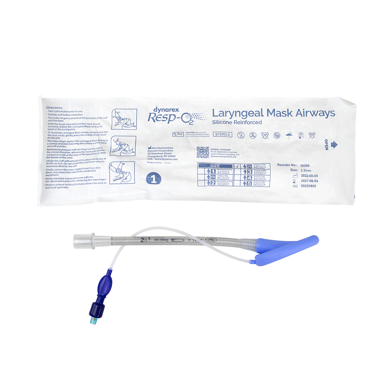 LMA (Laryngeal Mask Airway) - Silicone, Reinforced, 2.5 mm, 5/cs