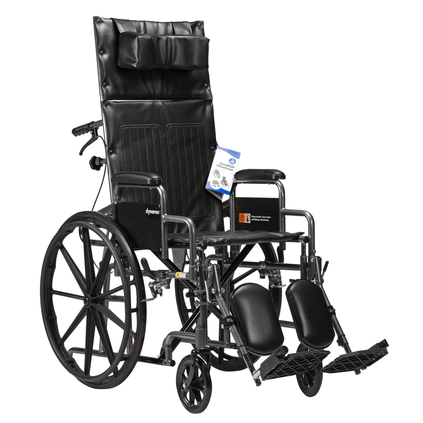 DynaRide Reclining Wheelchair - 18" x 16" w/ Detach Desk Arm, Silver Vein, 1pc/cs