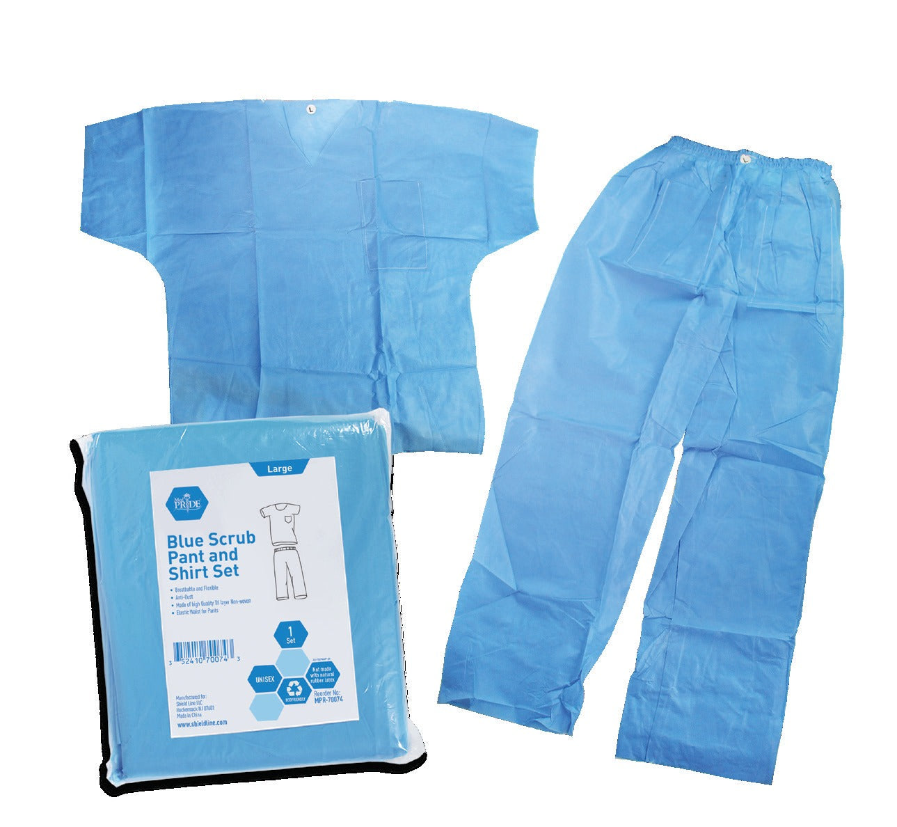 Shield Line Scrub Pants & Shirt Set - Medium - 1 Set, 50/cs. medical supply
