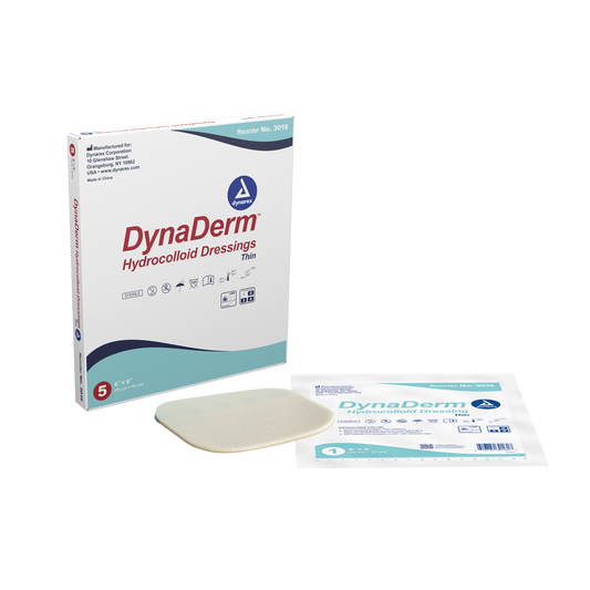 DynaDerm - Hydrocolloid Dressing - Thin, 6" x 6", Case (3016)