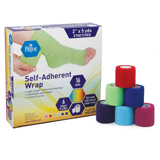 Shield Line Self-adherent Wrap, x 5 Yds. - Rainbow - Latex Free - 16 Rolls/bx, 20 Bxs/cs medical supply