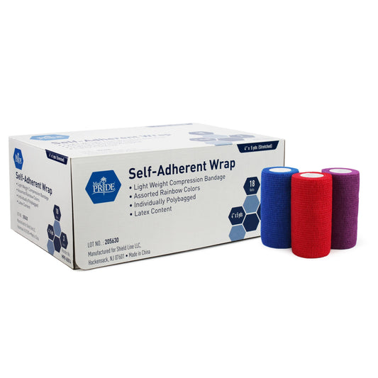 Shield Line Self-adherent Wrap, 4" x 5 Yds. - Rainbow - (3/colors) - 18/cs. medical supply