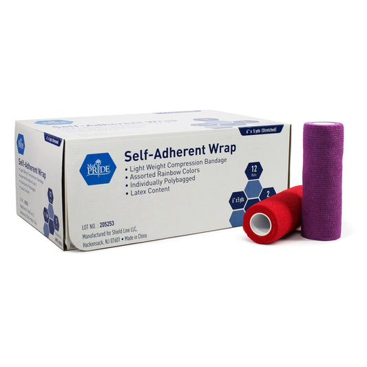 Shield Line Self-adherent Wrap, 6" x 5 Yds. - Rainbow - (2/colors) - 12/cs. medical supply