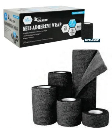 MedPride, Self-Adherent Wrap, 6" x 5 yds, Black, Case (MPR-65005)