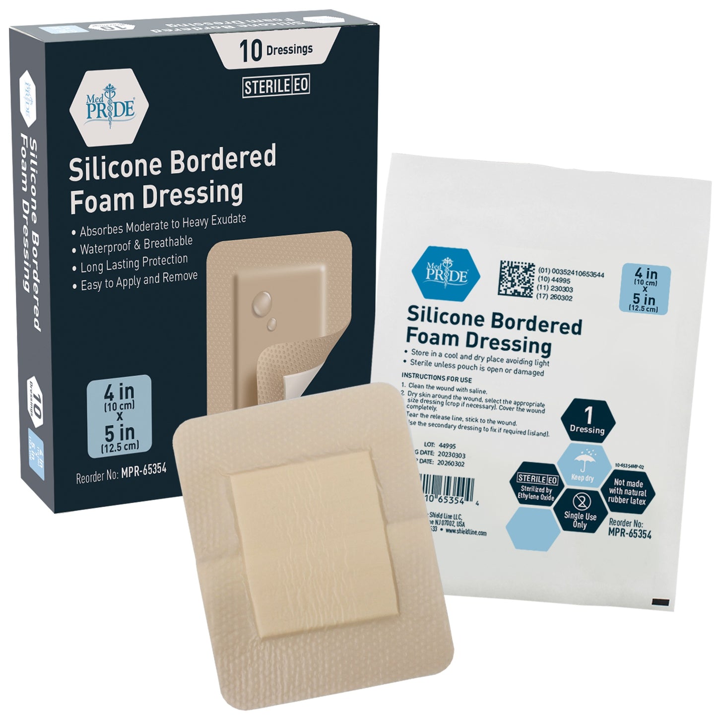 Shield Line Silicone Border Foam - 4" - 20/10/cs medical supply