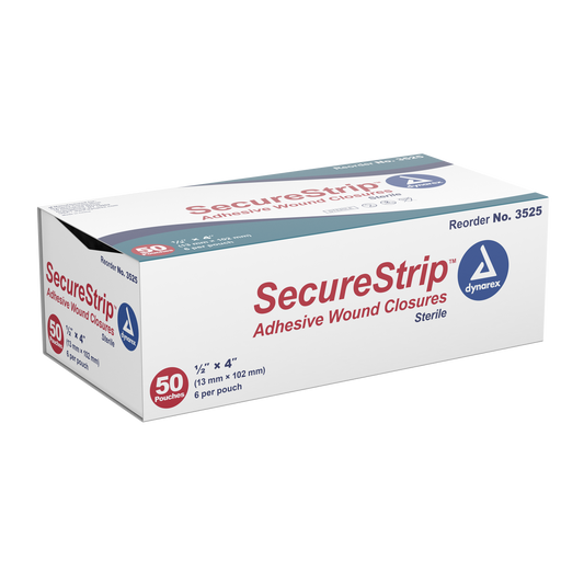 SecureStrip Adhesive Wound Closures - Sterile, 1/2" x 4", 4/50/cs