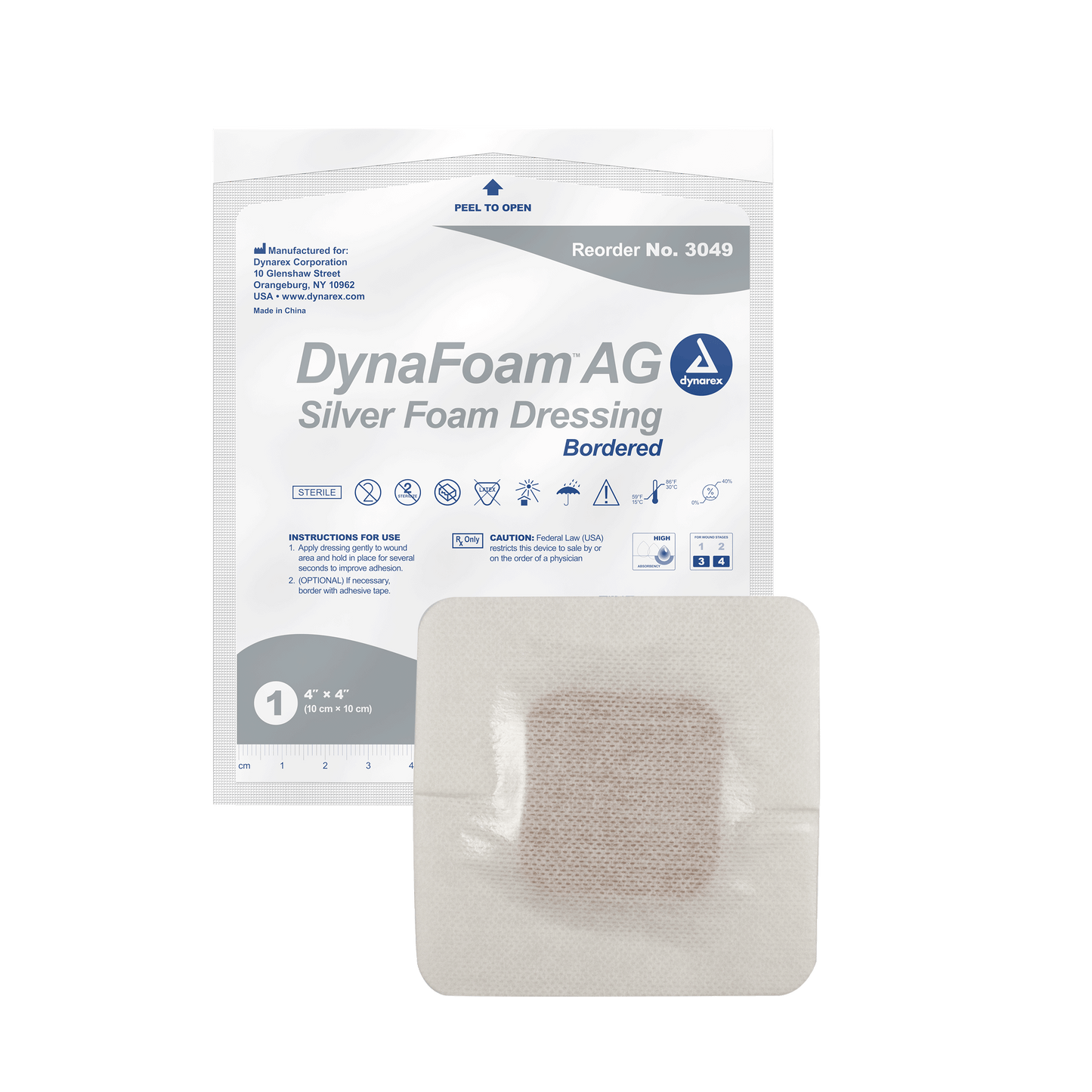 DynaFoam AG - Bordered Silver Foam, 4" x 4", Case (3049)