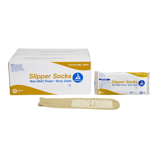 Slipper Socks, X-Large, Beige, 48/cs