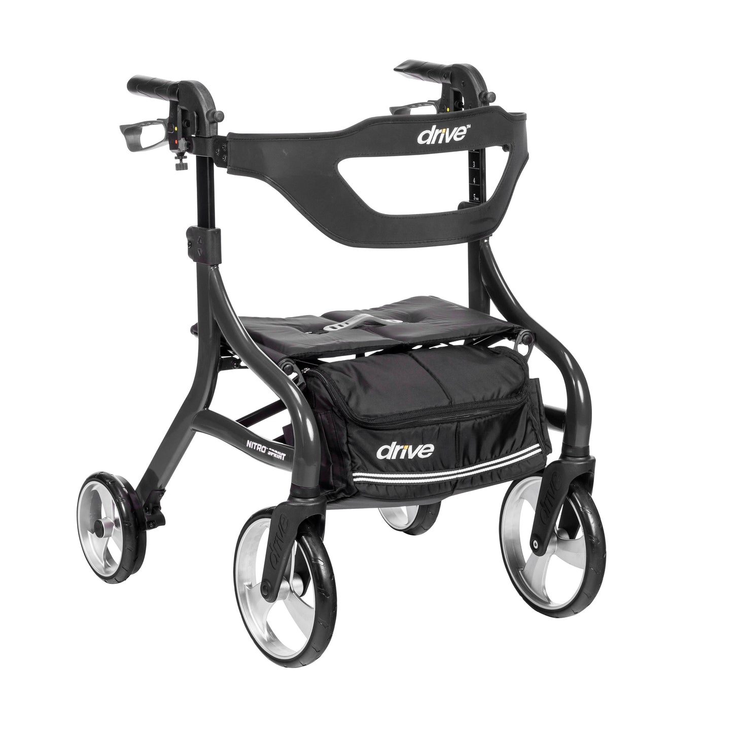 Nitro Sprint Rollator Rolling Walker, Hemi Height, Black (102662BK-H)