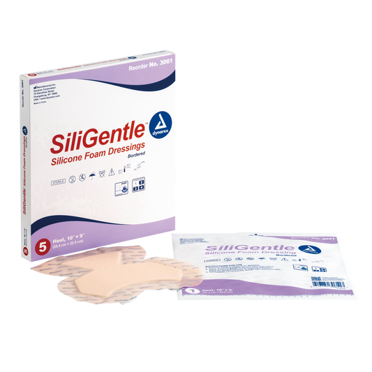 SiliGentle - Silicone Bordered Foam Dressing, Heel, 10" x 9", 12/5/cs