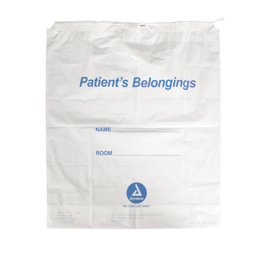 Patient Belonging Bag - Drawstring, 16" x 18" x 4", Clear, 250/cs