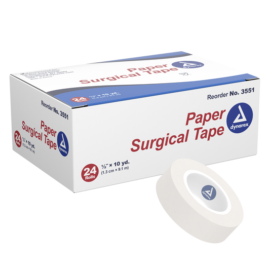 Paper Surgical Tape, 1/2" x 10 yd, 12/24/cs