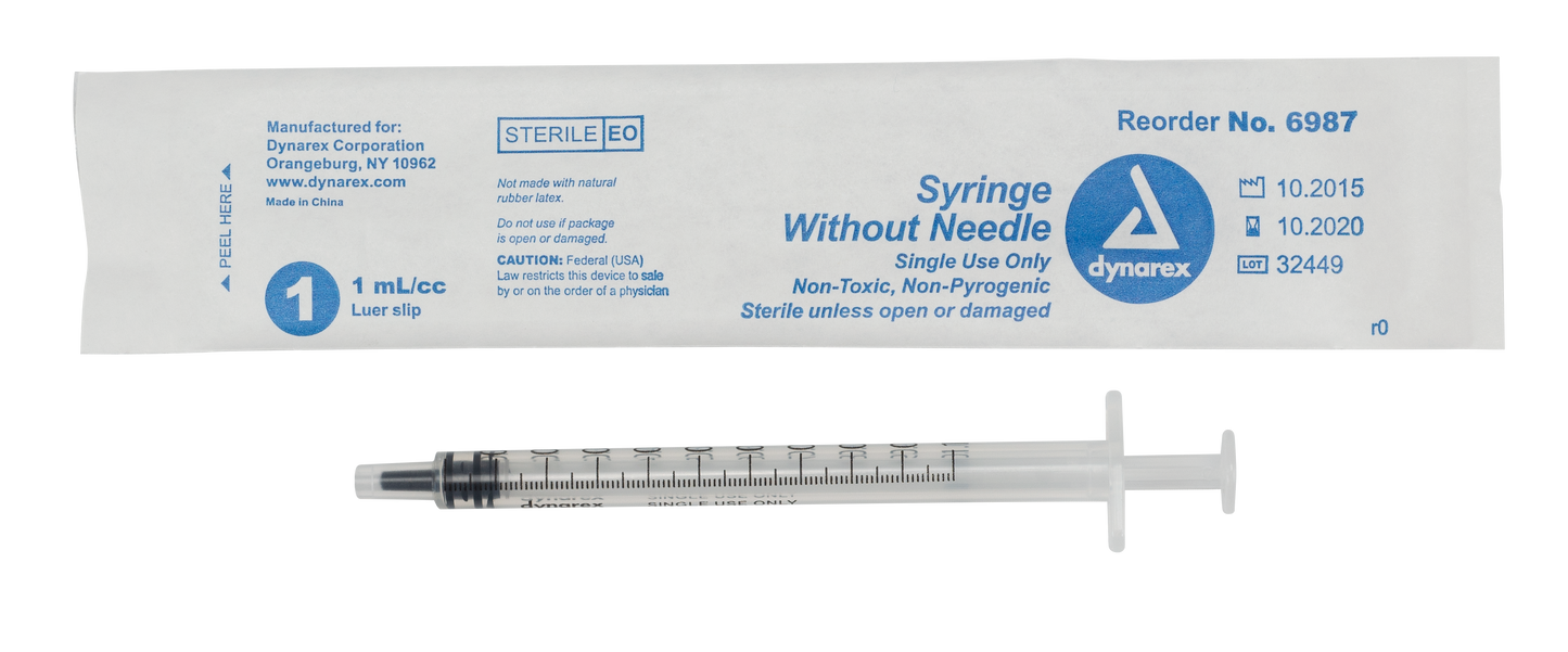 Syringe - Luer Slip, 1 cc, 10/100/cs