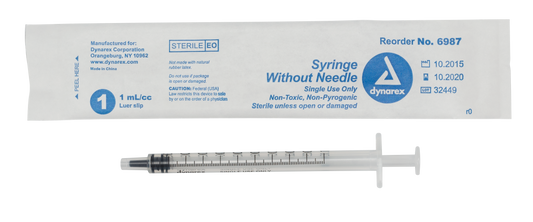 Syringe - Luer Slip, 1 cc, 10/100/cs