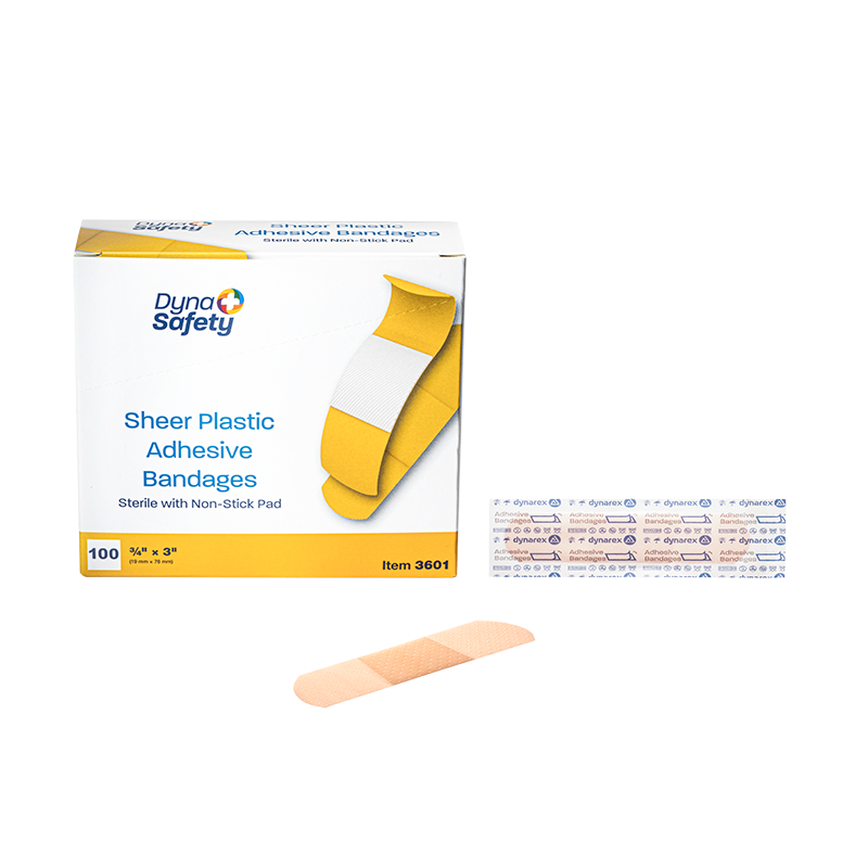 Sheer Plastic Adhesive Bandages - Sterile, 3/4" x 3", 24/100/cs