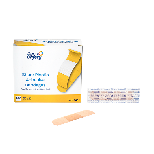 Sheer Plastic Adhesive Bandages - Sterile, 3/4" x 3", 24/100/cs