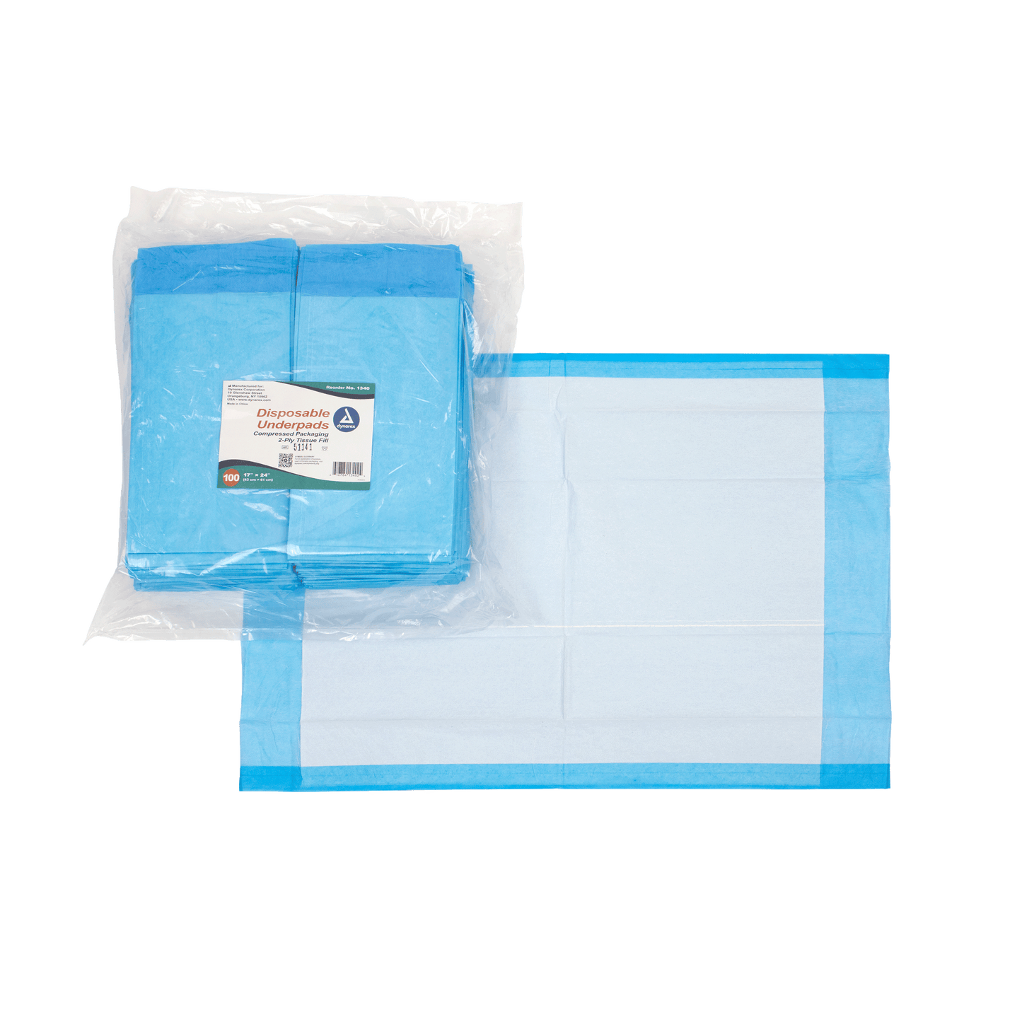 Disposable Underpads - Tissue Fill (2 ply), 17" x 24", Case (1340)