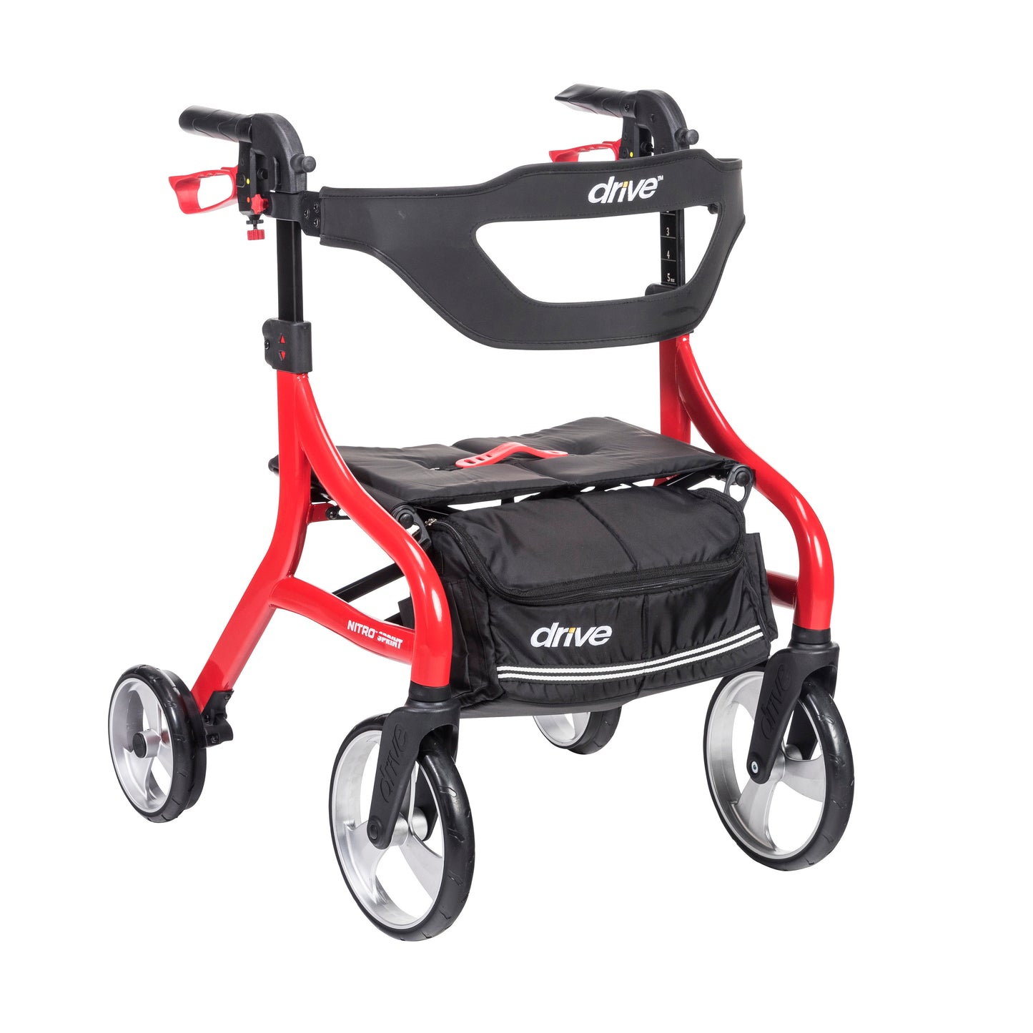 Nitro Sprint Rollator Rolling Walker, Hemi Height, Red (102662RD-H)