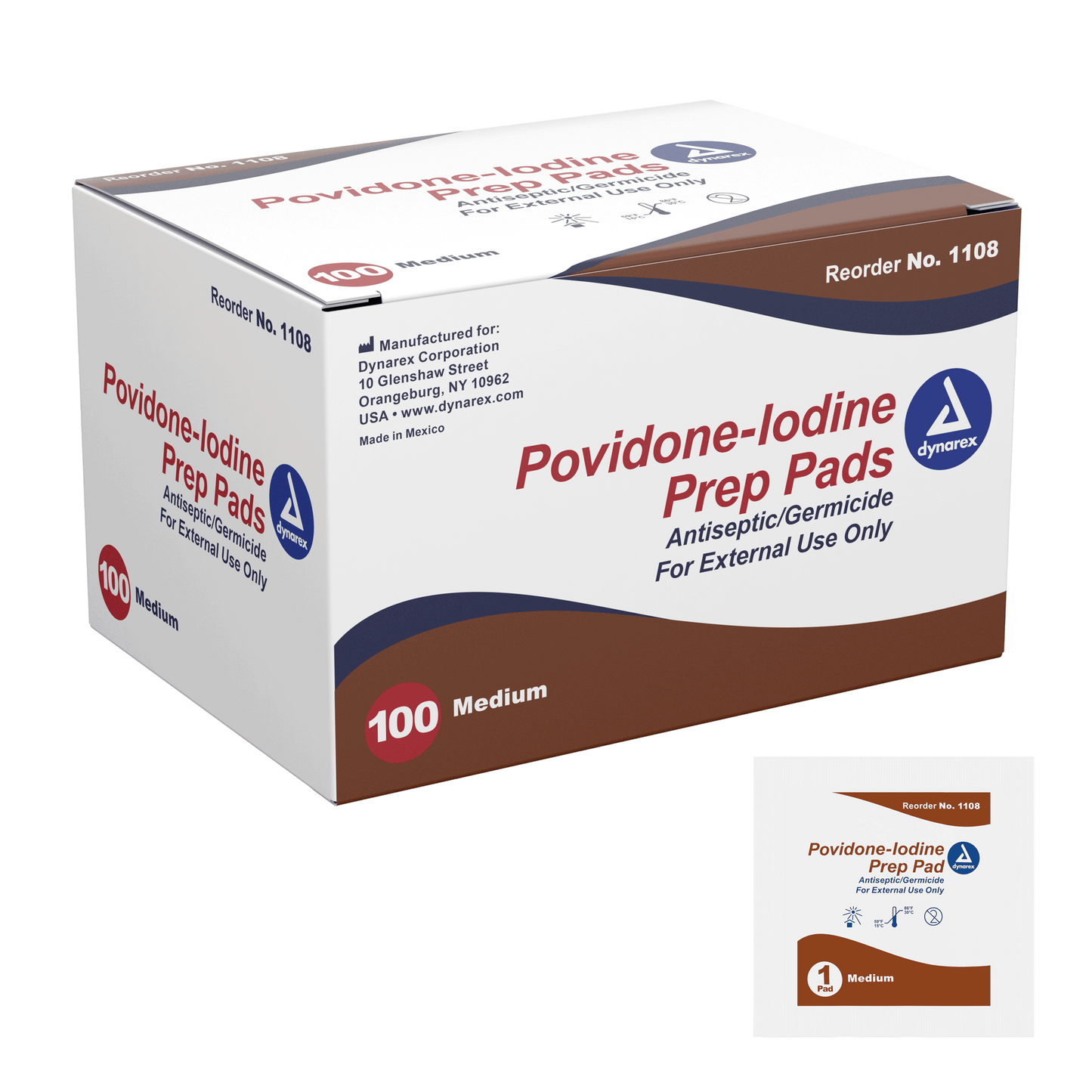 Povidone Iodine Prep Pad, Medium, 10/100/cs