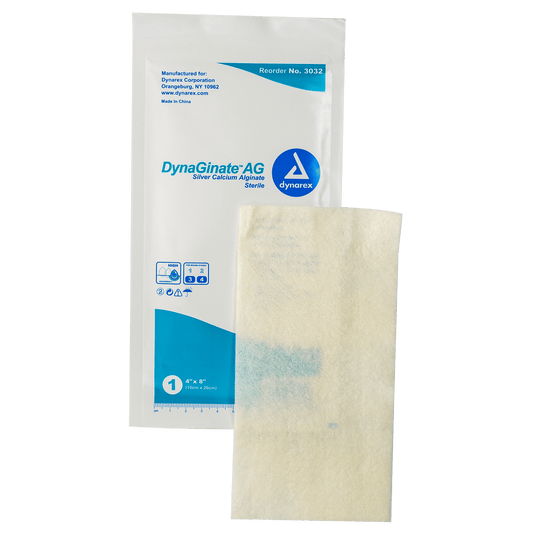 DynaGinate AG - Silver Calcium Alginate Dressing, 4" x 8", Case (3032)