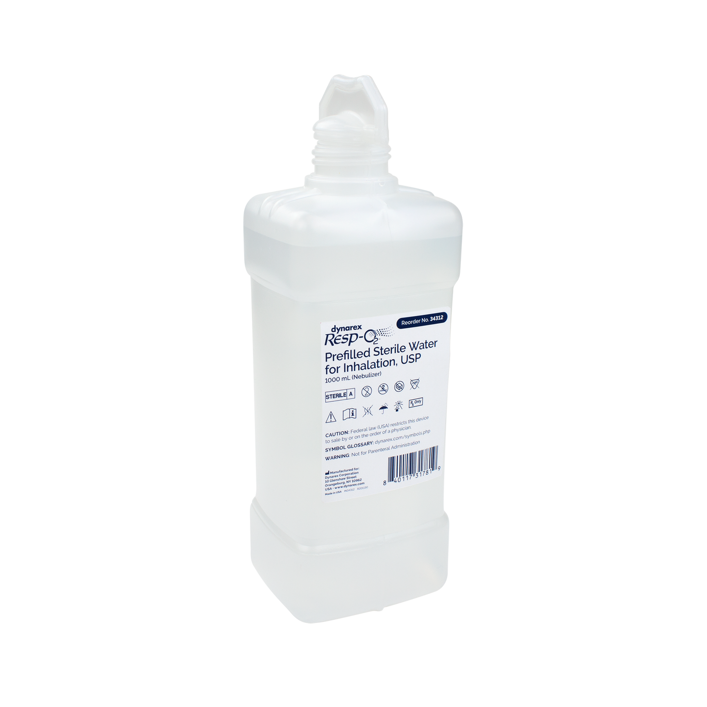 Prefilled Sterile Water For Inhalation USP, 1000 mL, 12/cs