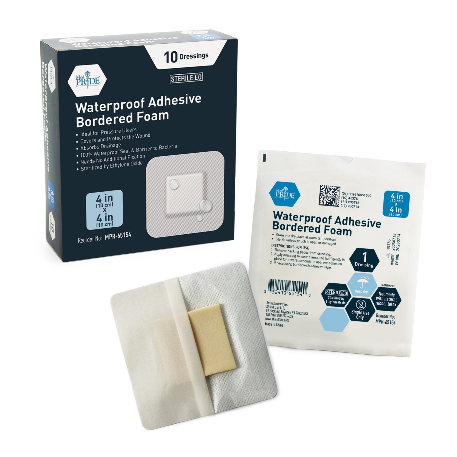 Shield Line Water Proof Adv. Bordered Foam - 20/10/cs medical supply