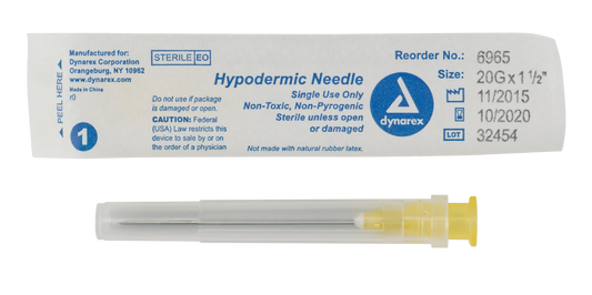 Hypodermic Needle - Non-Safety, 20G, 1 1/2" Needle, 10/100/cs