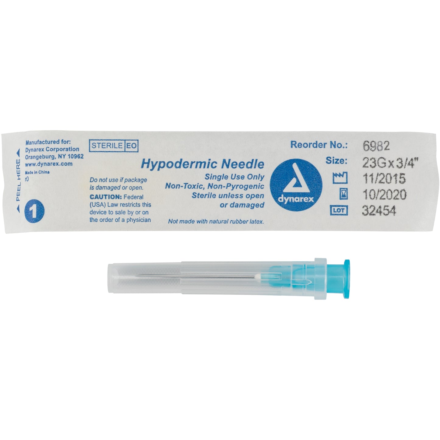 Hypodermic Needle - Non-Safety, 23G, 3/4" Needle, 10/100/cs