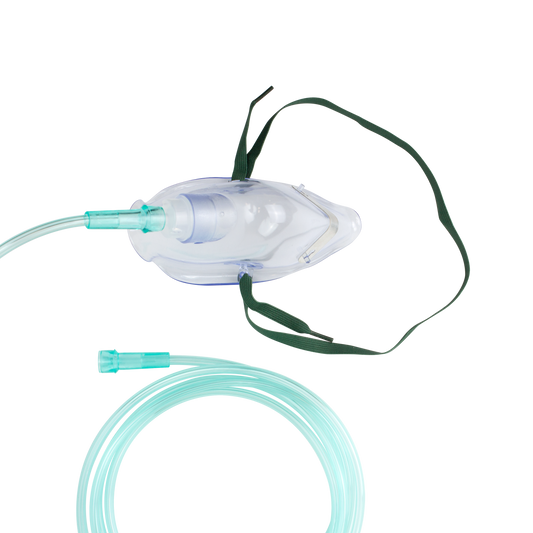 Oxygen Medium-Concentration Standard Mask w/ 7' (2.1 m) tubi, Adult/Standard Connector, 50/cs