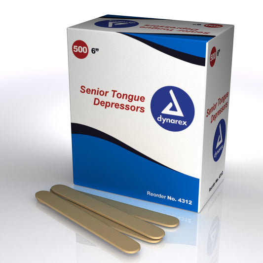 Tongue Depressors Wood - Non-Sterile, 6", Senior, 10/500/cs