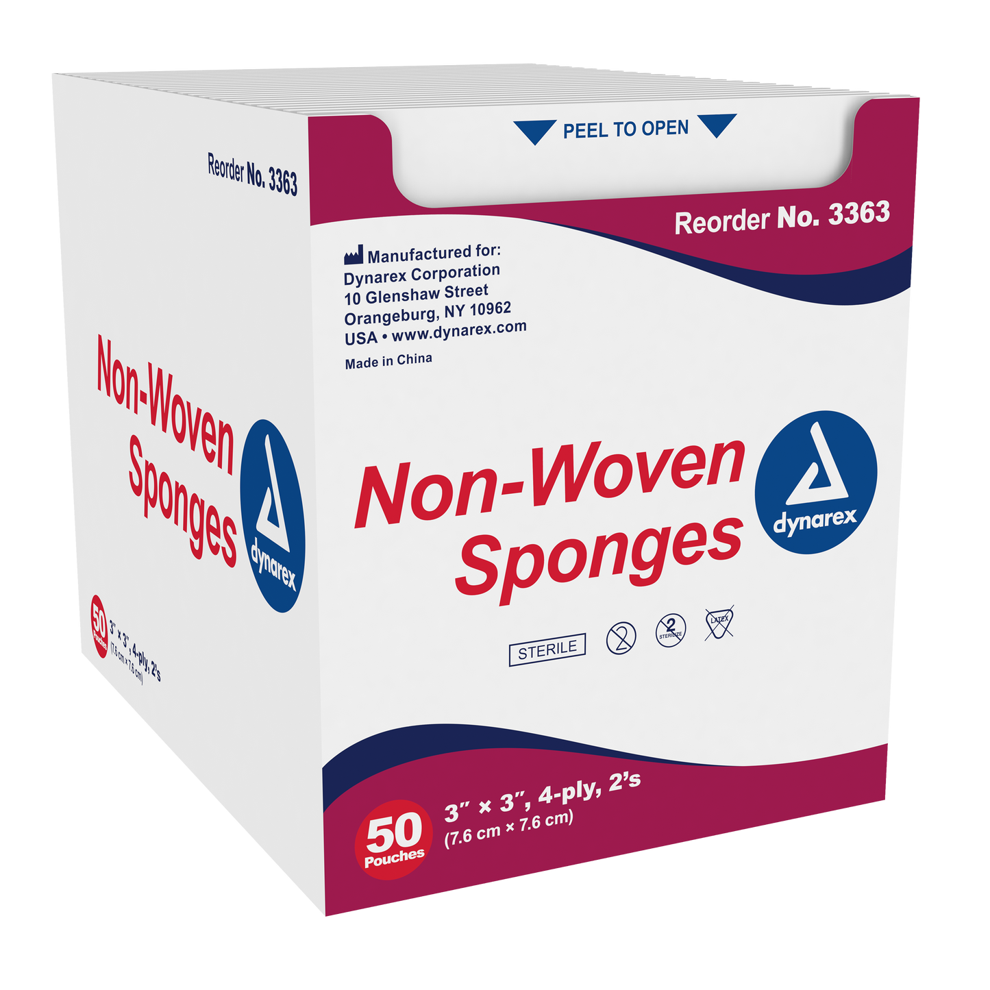 Non-Woven Sponge - Sterile 2's, 3" x 3" 4 Ply, 24/50/cs