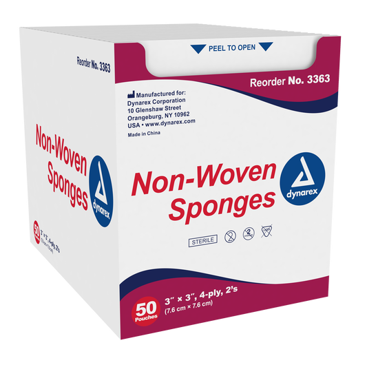 Non-Woven Sponge - Sterile 2's, 3" x 3" 4 Ply, 24/50/cs